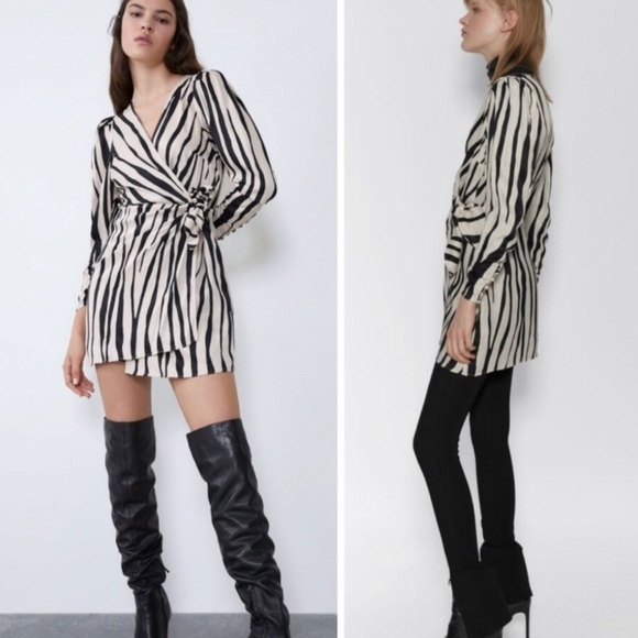 ZARA ZEBRA PRINT WRAP MINI DRESS bloggers favorite - Picture 4 of 15